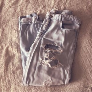 High waisted light wash ripped jeans forever 21